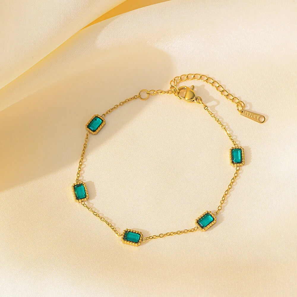 Γυναικεία Βραχιόλια Gold Bracelet Emerald