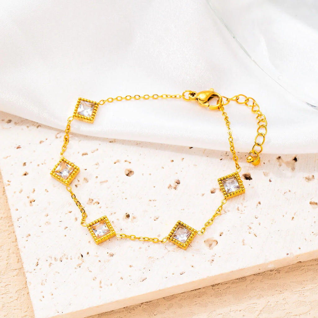 Γυναικείο Βραχιόλι Gold White Crystal Bracelet