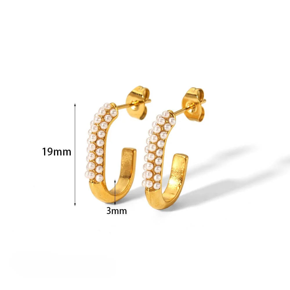 Γυναικεία Σκουλαρίκια Gold Half Pearl Earrings