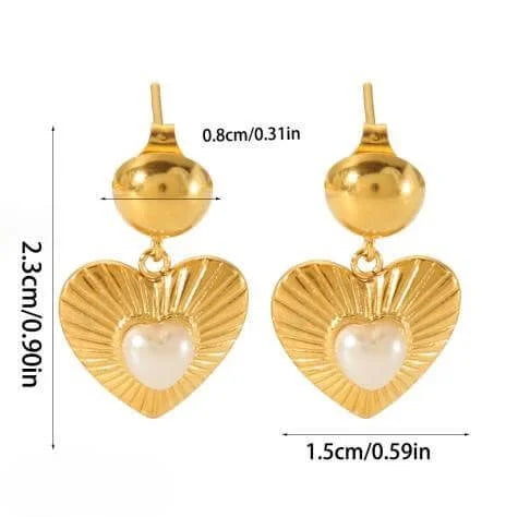 Γυναικεία Σκουλαρίκια Gold Heart Pearl