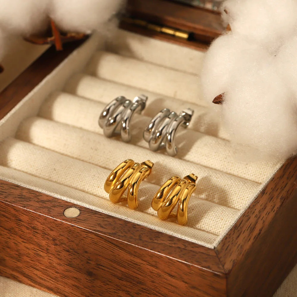 Γυναικεία Σκουλαρίκια Gold Earrings Triple Twist