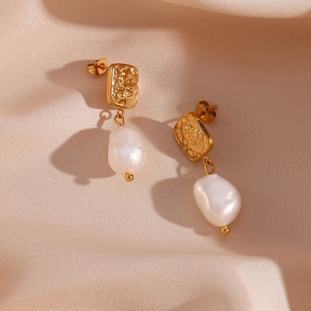 Γναικεία Σκουλαρίκια Gold Square Top Earrings