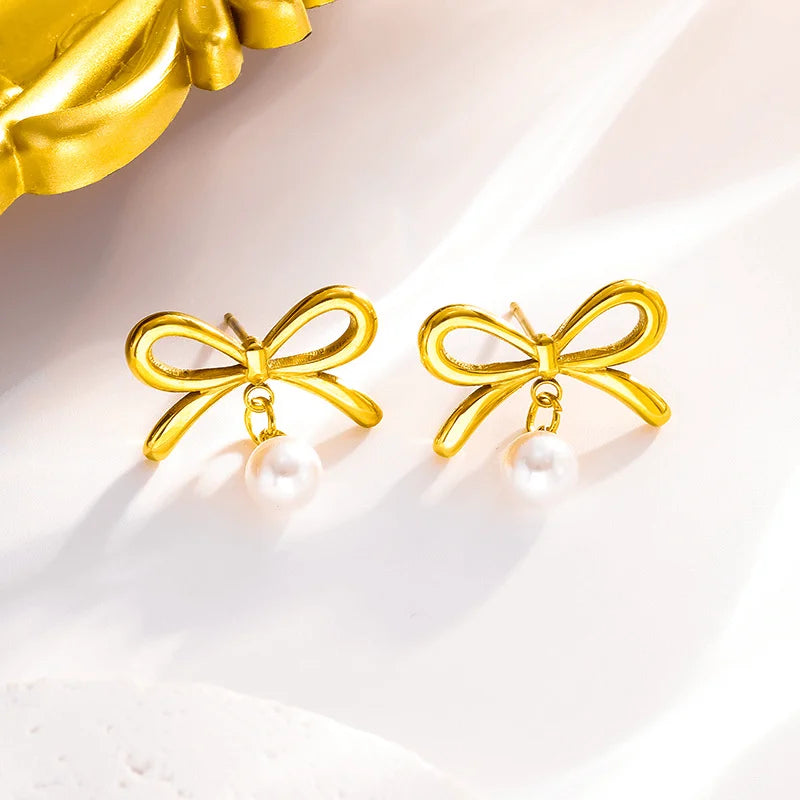 Γυναικεία Σκουλαρίκια  Bow Gold Earrings