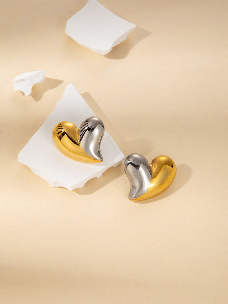 Γυναικεία Σκουλαρίκια Gold and Silver Heart Earrings