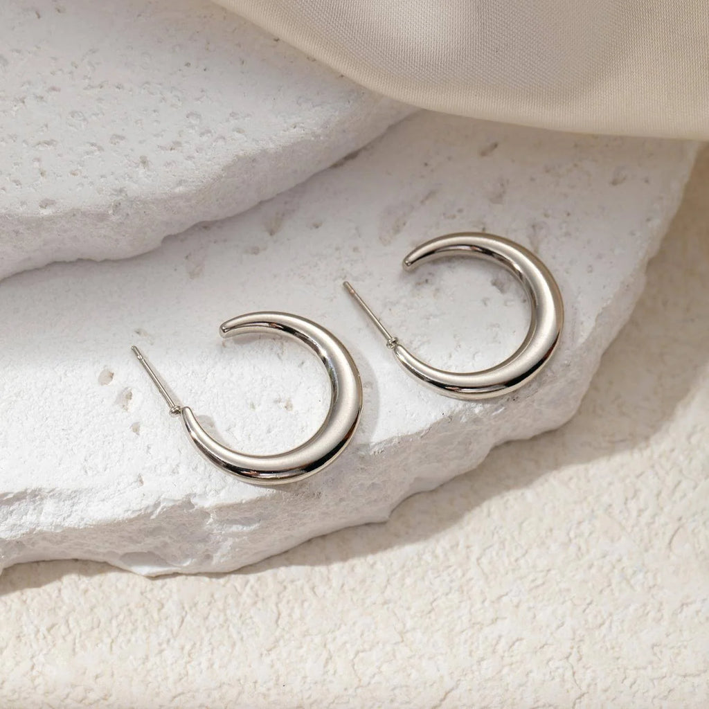 Γυναικεία Σκουλαρίκια Silver Simple Semi Hoops