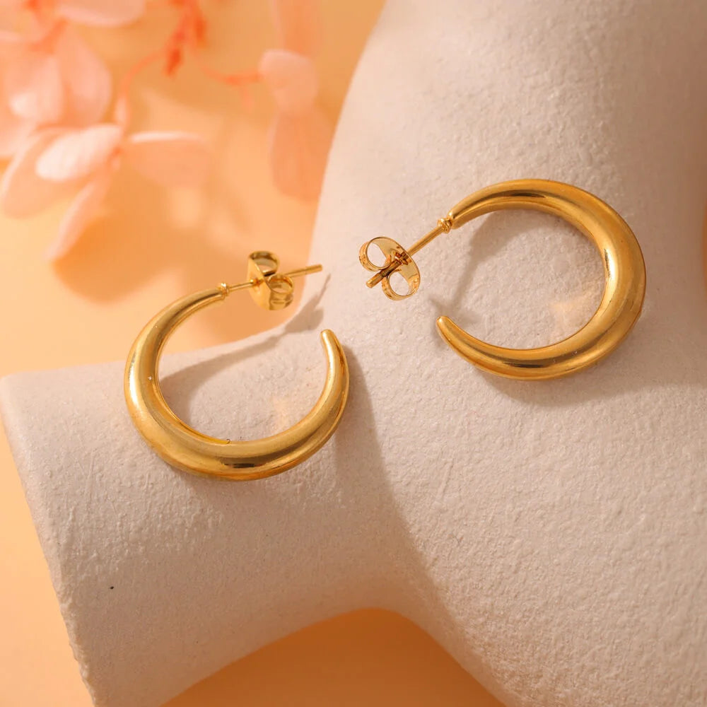 Γυναικεία Σκουλαρίκια Gold Simple Semi Hoops