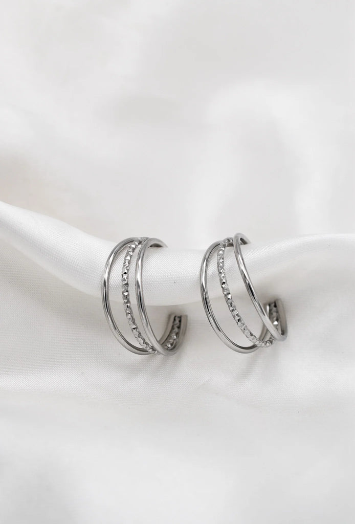 Γυναικεία Σκουλαρίκια Silver Triple Line Earrings