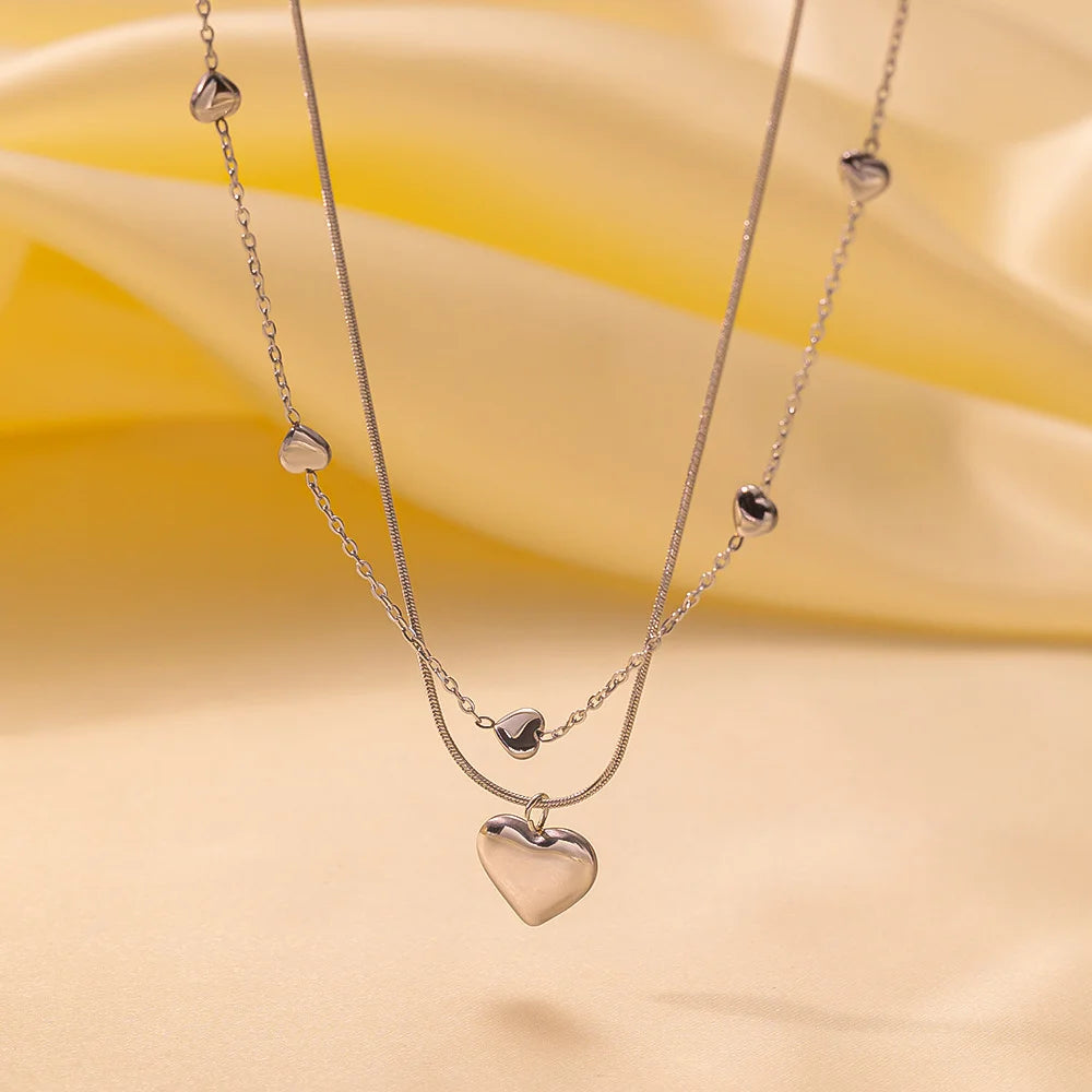Γυναικείο Κολιέ Silver Full Hearts Necklace
