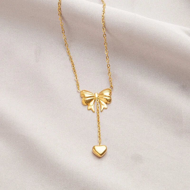 Γυναικείο Κολιέ Bow Heart Gold Necklace