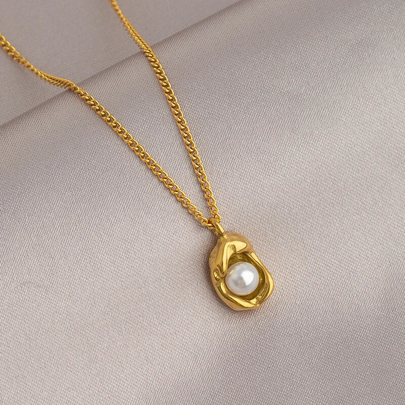 Γυναικείο Κολιέ Gold Necklace Pearl Nest