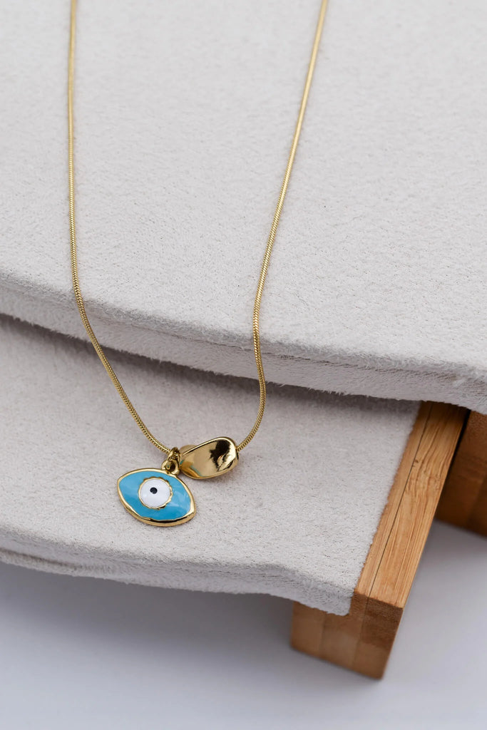 Γυναικείο Κολιέ Gold Blue Mati Necklace