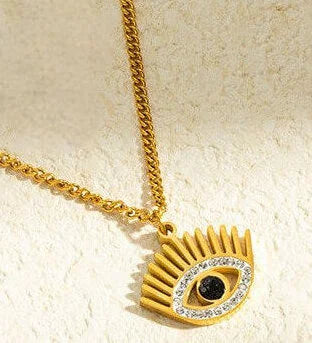 Γυναικείο Κολιέ Gold Sparkling Eye Necklace