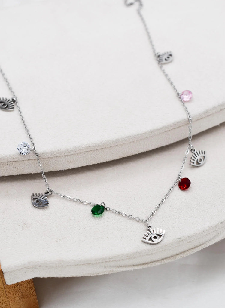 Γυναικείο Κολιέ Silver Eye Rainbow Necklace