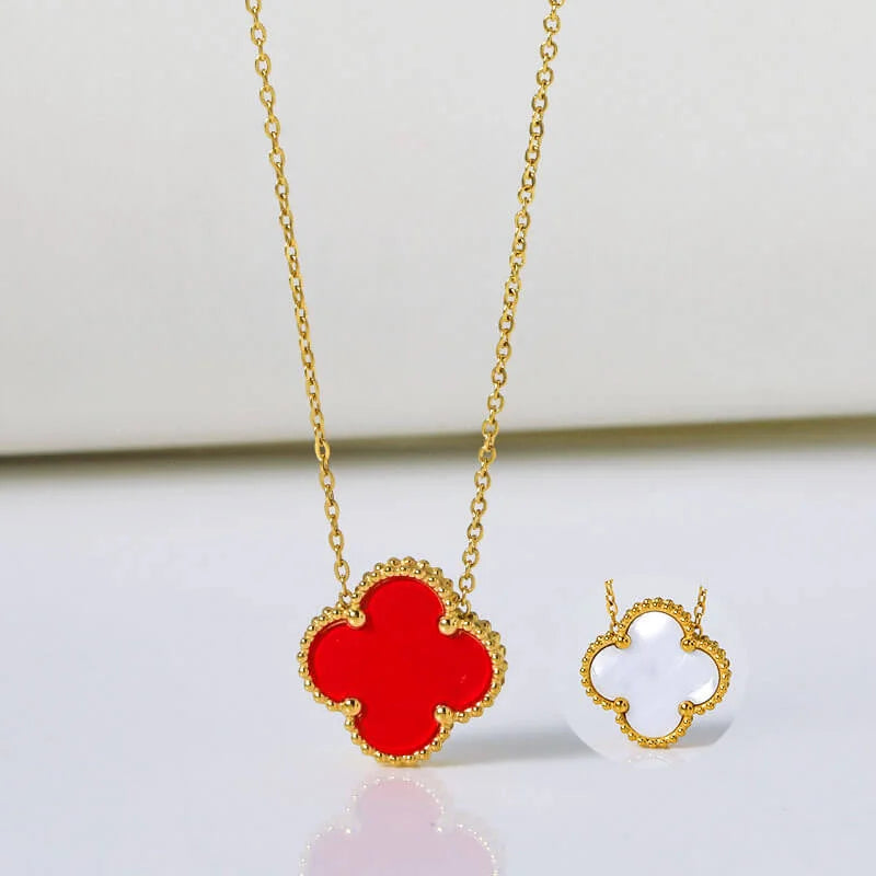 Γυναικείο Κολιέ Gold Red+White Cleaf Necklace