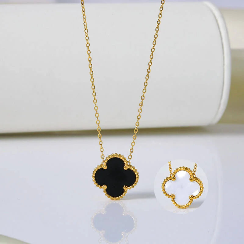 Γυναικείο Κολιέ Gold Black+White Cleaf Necklace