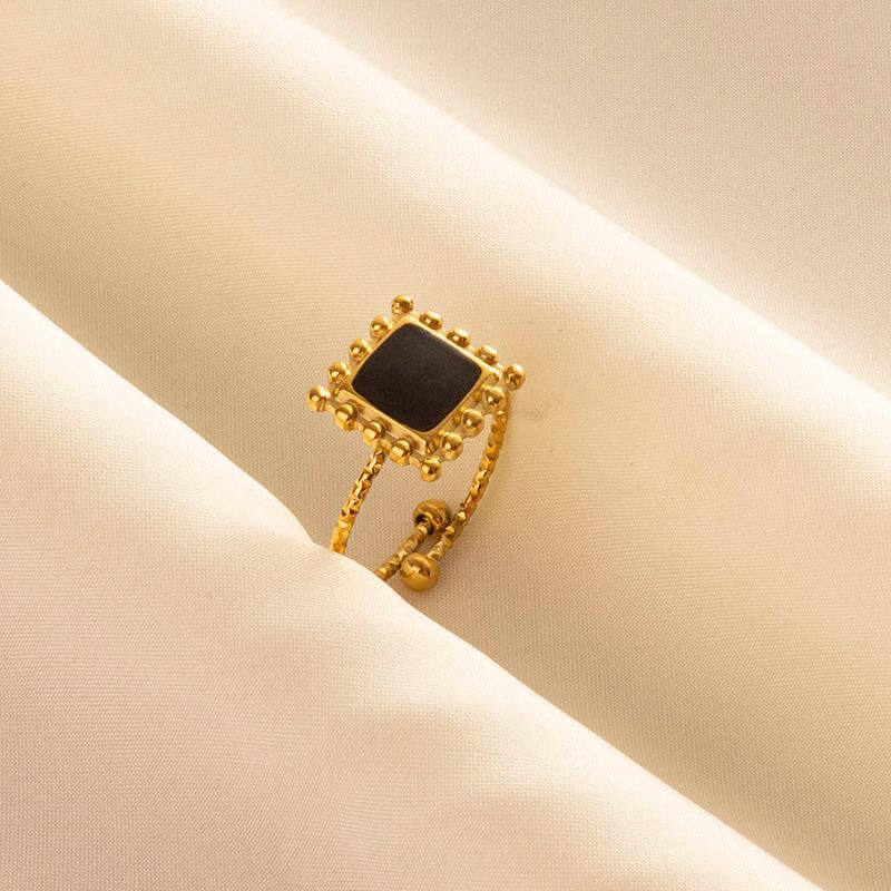 Γυναικείο Δαχτυλίδι Gold Black Rombus Ring