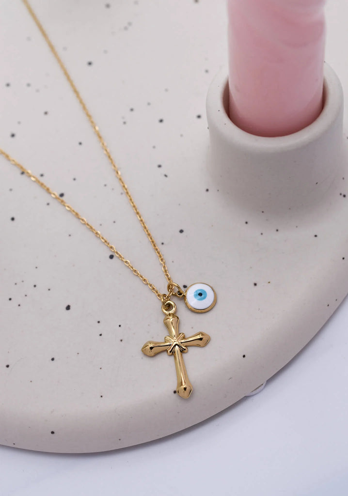 Γυναικείο Κολιέ  Eye Cross Gold Necklace