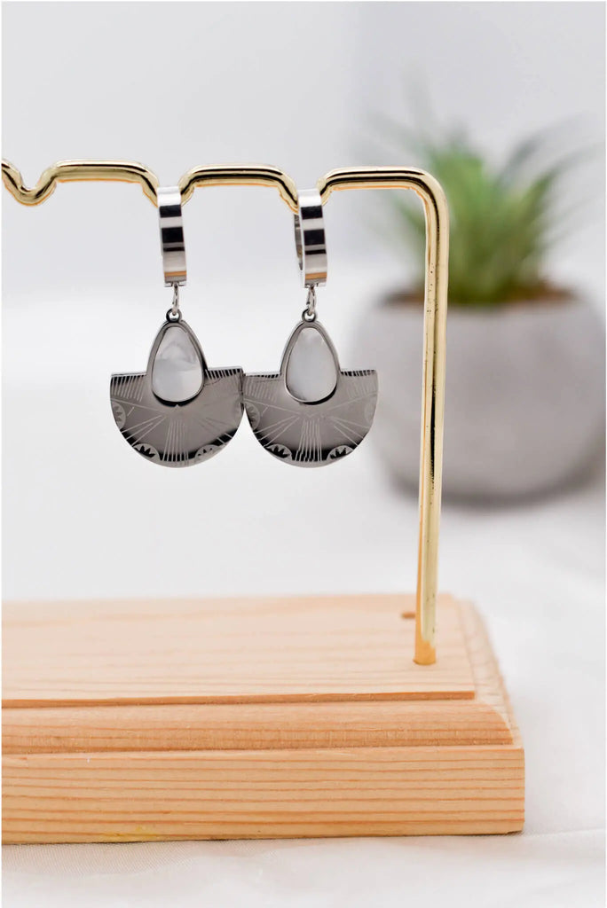 Γυναικεία Σκουλαρίκια Glyph White Silver Earrings