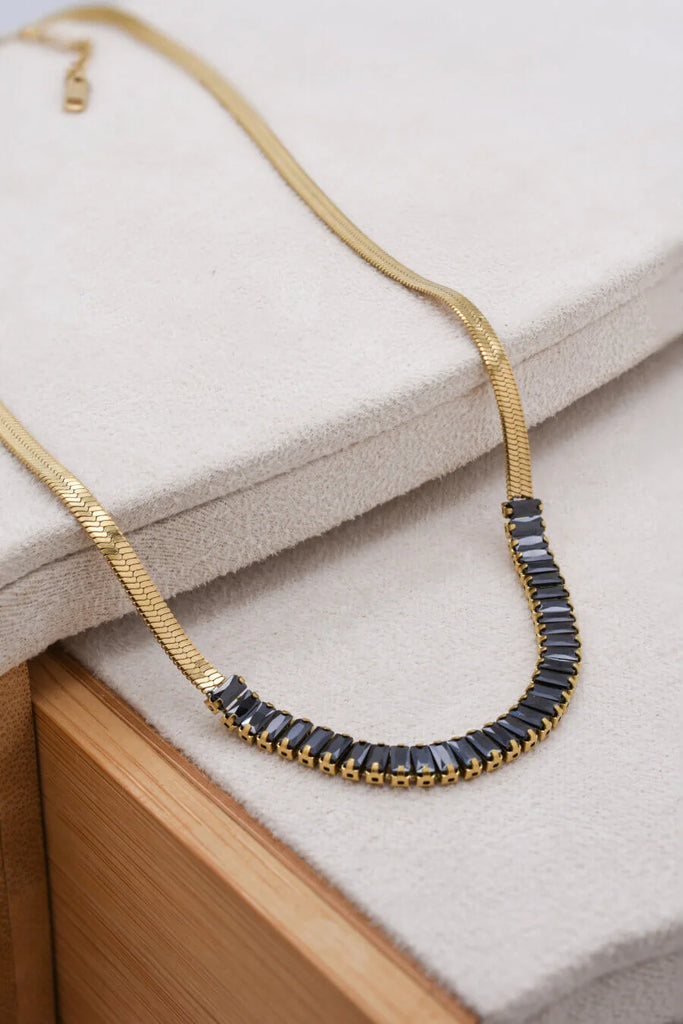 Γυναικείο Κολιέ Snake Black Zircon