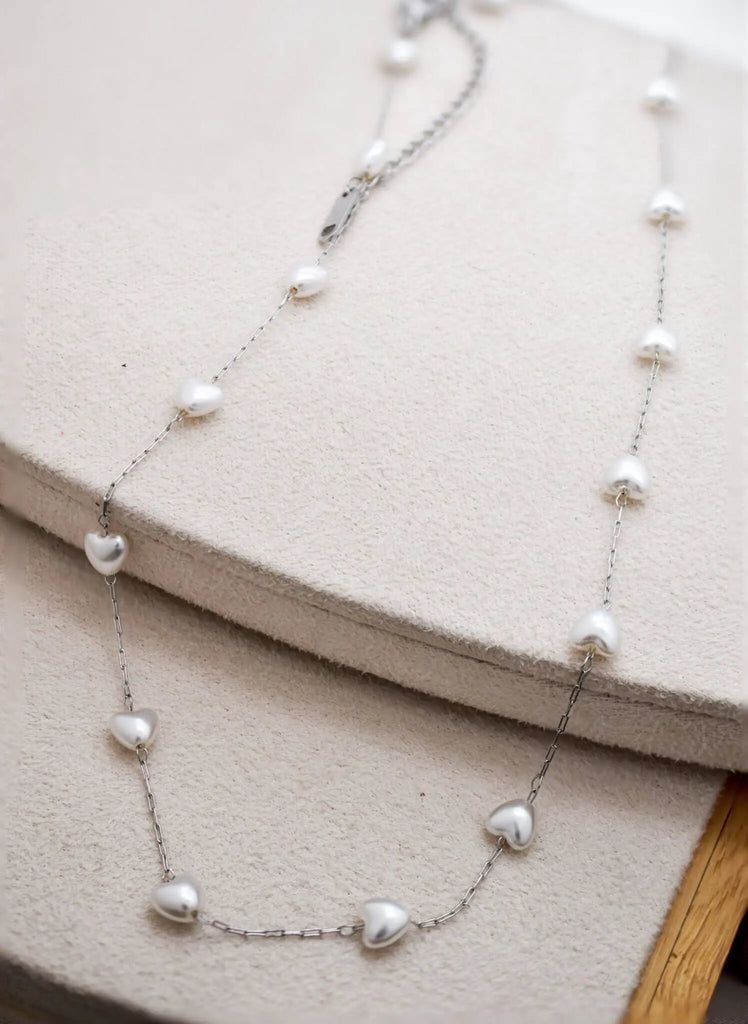 Γυναικείο Κολιέ Pearly Heart Silver