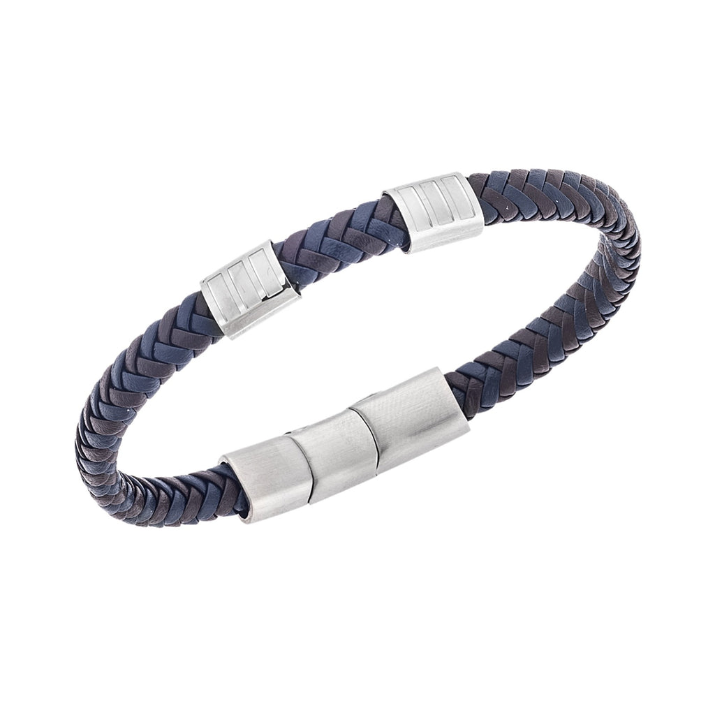 Βραχιόλι ΑνδρικόSteel Blue & Brown Leather Strap