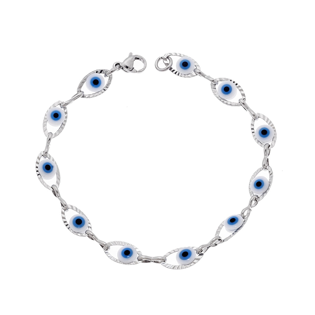 Βραχιόλι Stainless Steel Silver, με Ματάκια