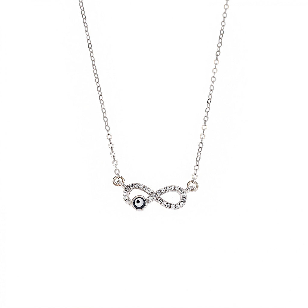 Κολιέ Silver 925, Άπειρο με ματάκι και ζιργκόν