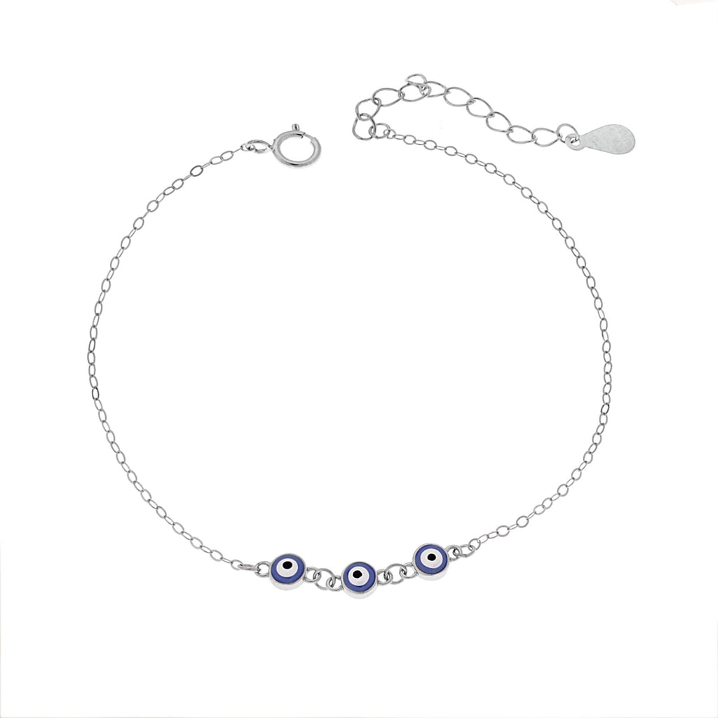Βραχιόλι Silver 925, τριπλό μπλε ματάκι με σμάλτο