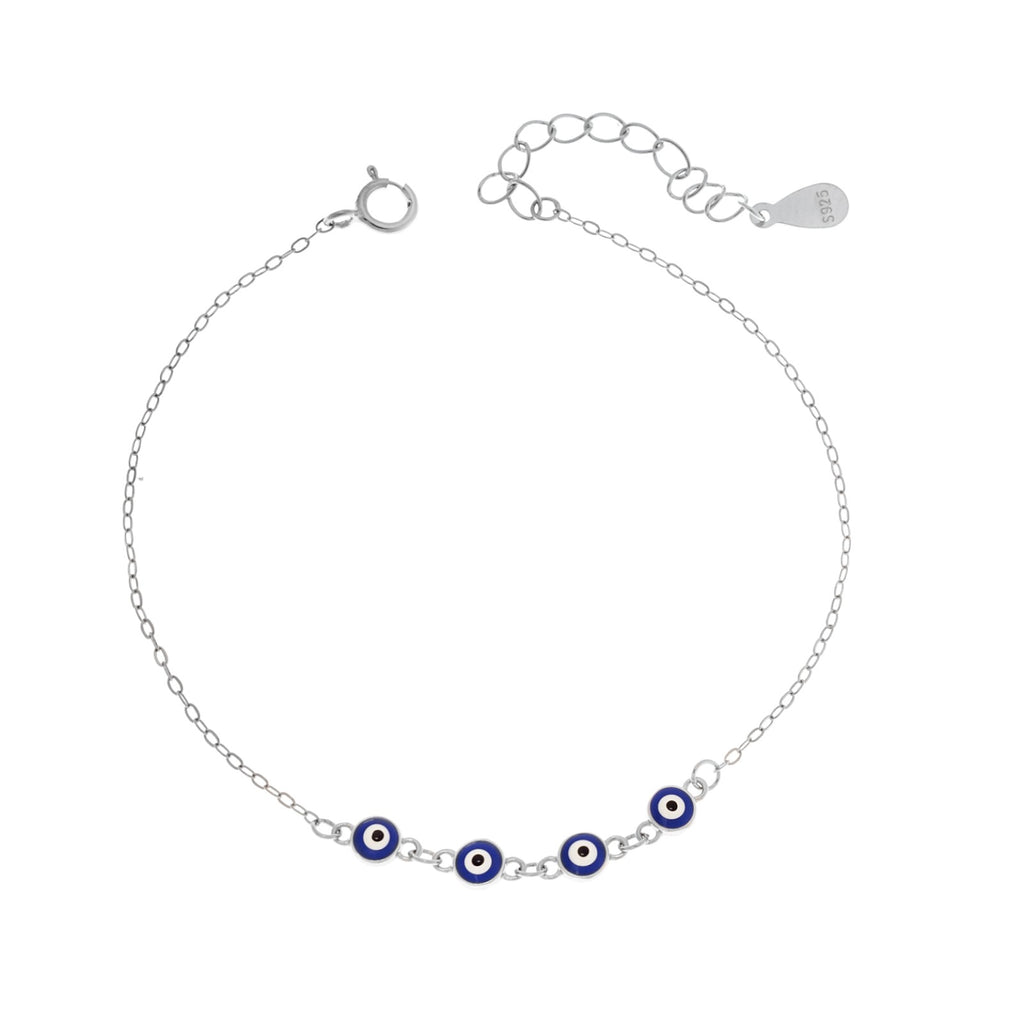 Βραχιόλι Silver 925, τετραπλό μπλε ματάκι με σμάλτο