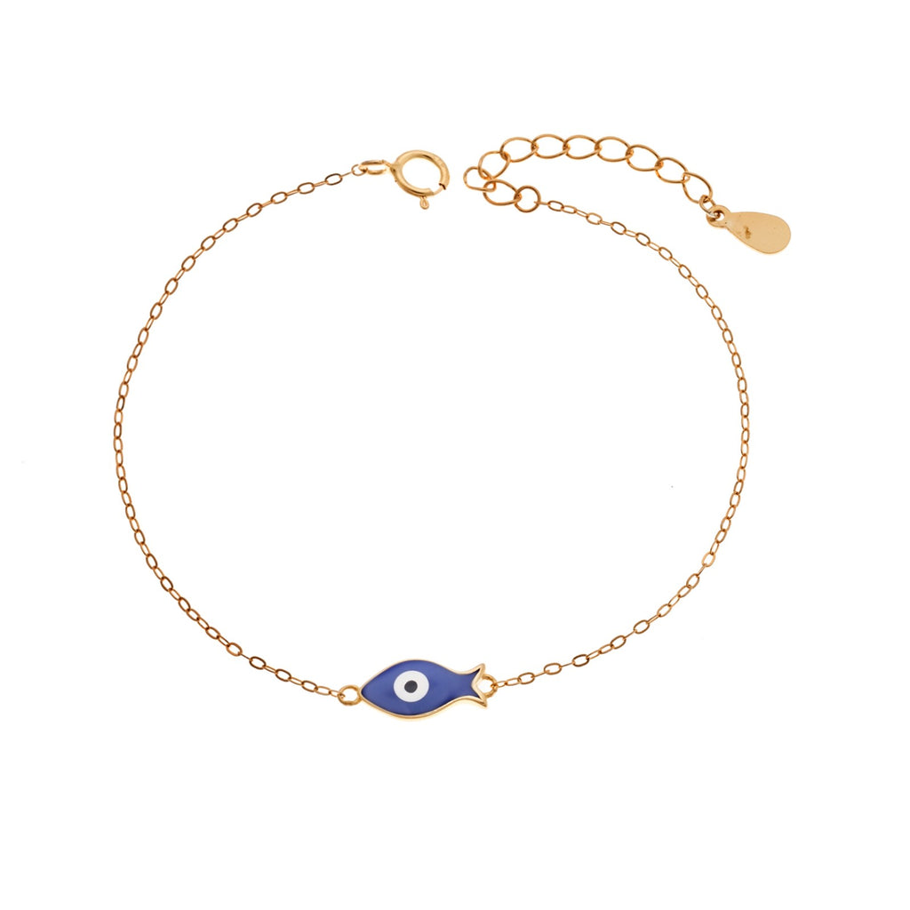 Βραχιόλι Silver 925 Gold Plated, Ψαράκι με μπλε σμάλτο