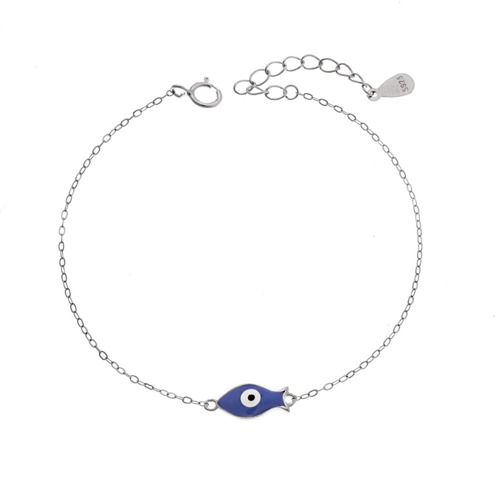 Βραχιόλι Silver 925, Ψαράκι με μπλε σμάλτο