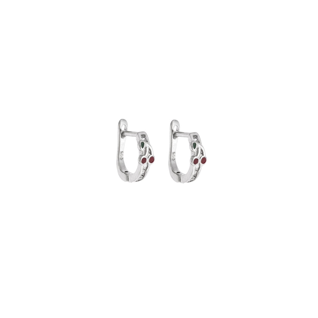 Σκουλαρίκια Παιδικά Silver 925, κρίκοι με κερασάκια