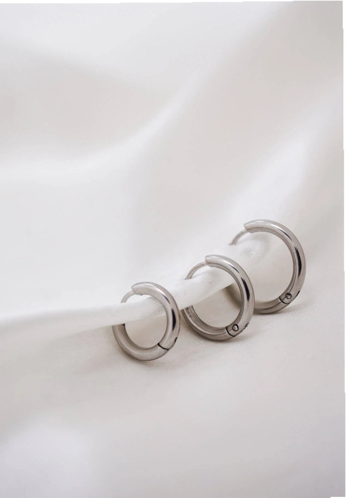 Γυναικεία Σκουλαρίκια Set 3 Hoops Silver