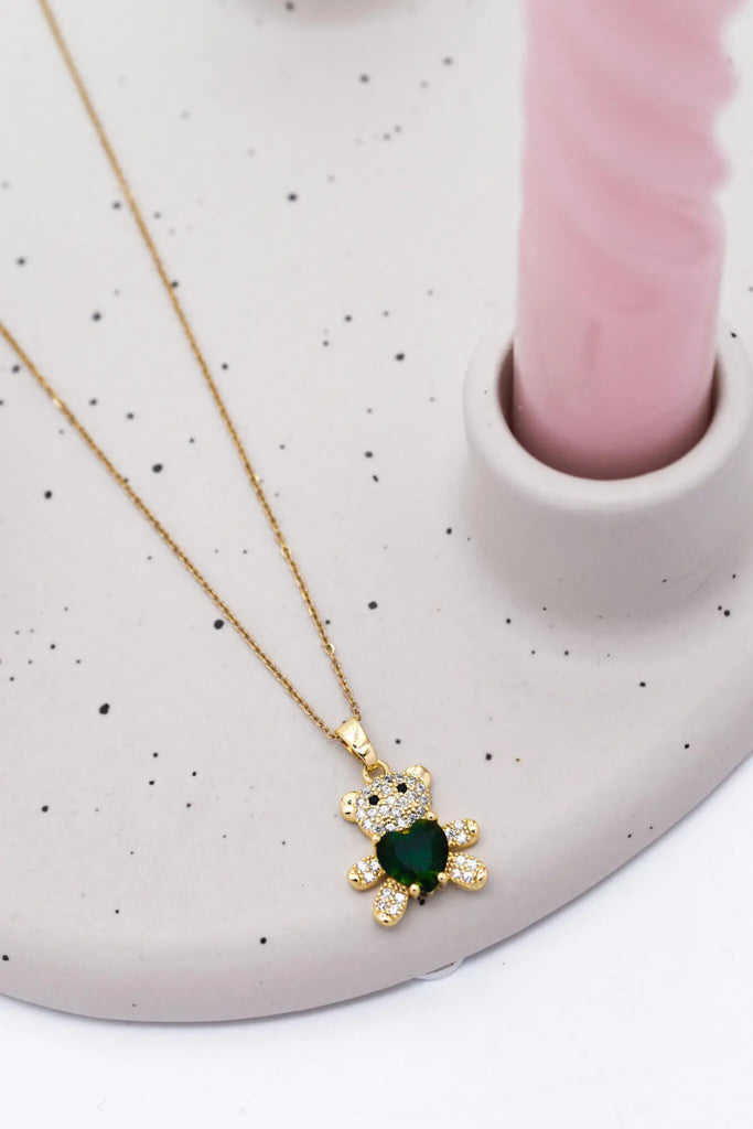 Γυναικείο Κολιέ Teddy Emerald Gold Necklace