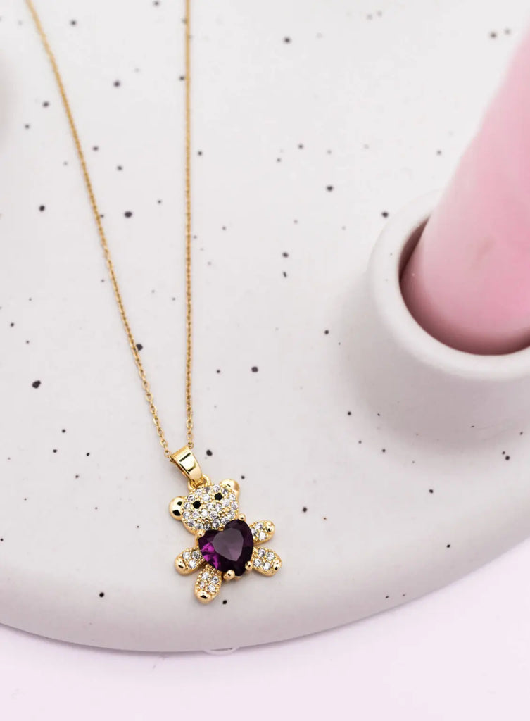 Γυναικείο Κολιέ Teddy Purple Gold Necklace
