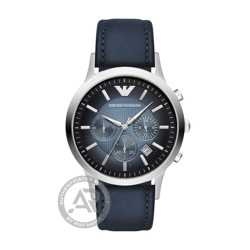 Emporio Armani Renato Blue Leather Strap Chronograph AR2473